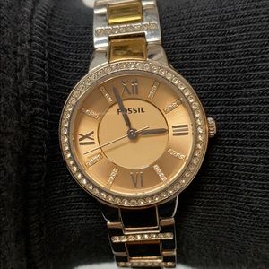Three Toned Rhinestone Fossil Watch